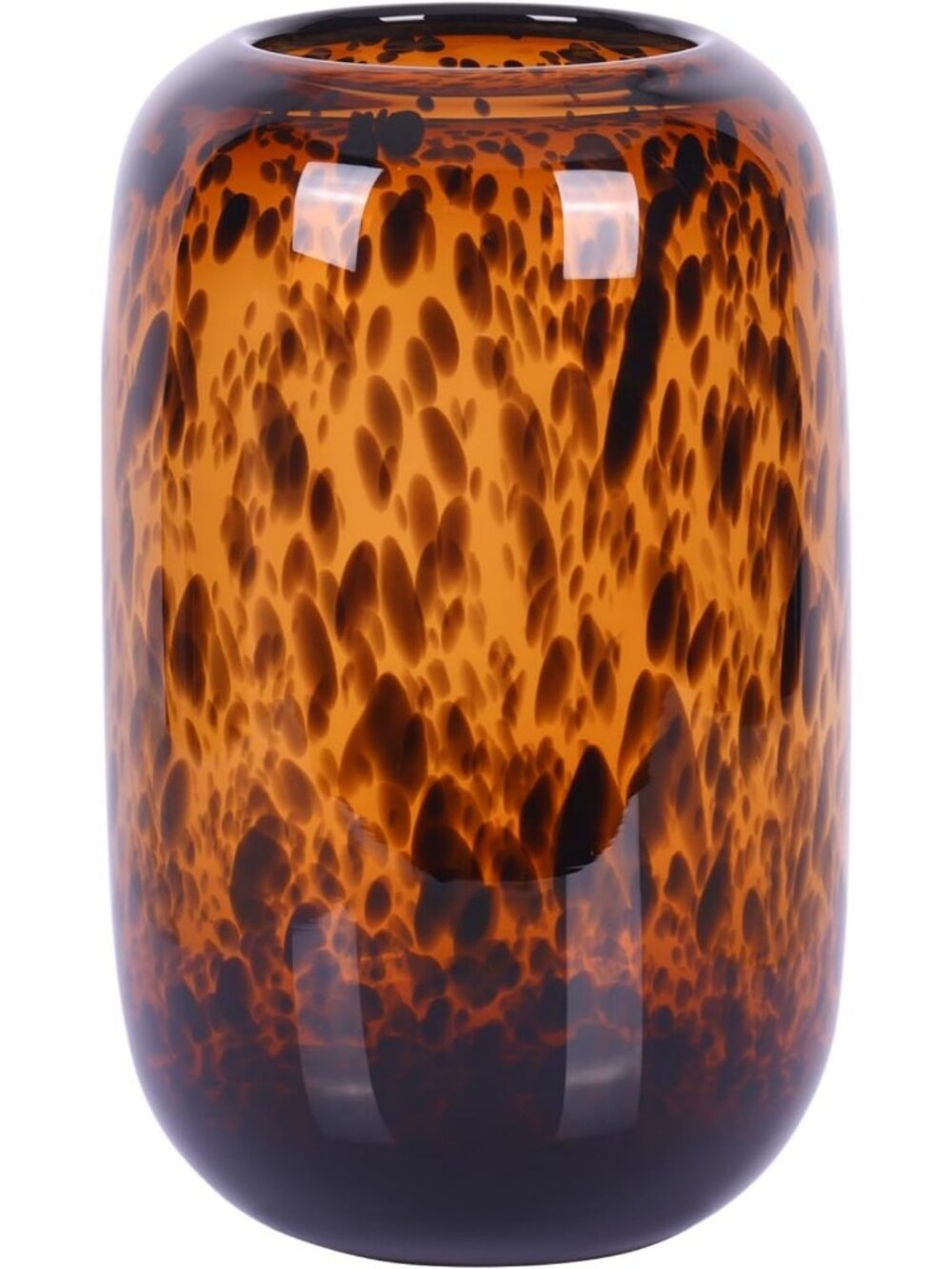 Hand Blown Amber Brown Glass Vase - Tortoise Shell Pattern, Decorative